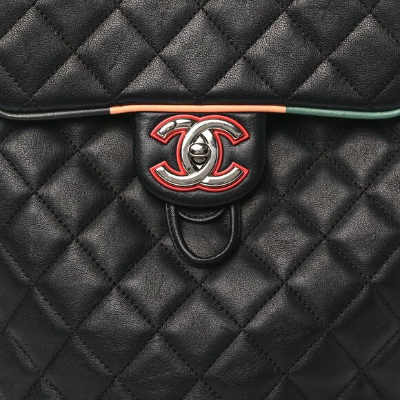 CHANEL Lambskin Quilted Cuba Urban Spirit Backpack Black Shoulder Bag - Picture 9 of 10